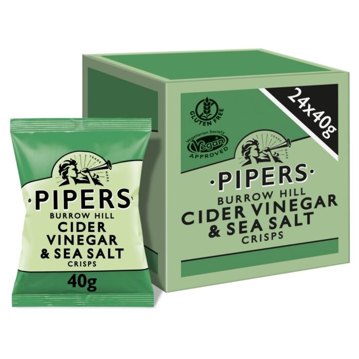 Pipers Cider & Vinegar crisps are made with premium English cider vinegar, sourced from apples grown in the rural heartland of Southwest of England.