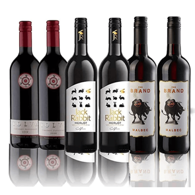 Premium Red Wine Mixed Case of 6 2 x Jack Rabbit Merlot 750ml, 2 x Tolva Cabernet 750ml, 2 x The Brand Malbec 750ml