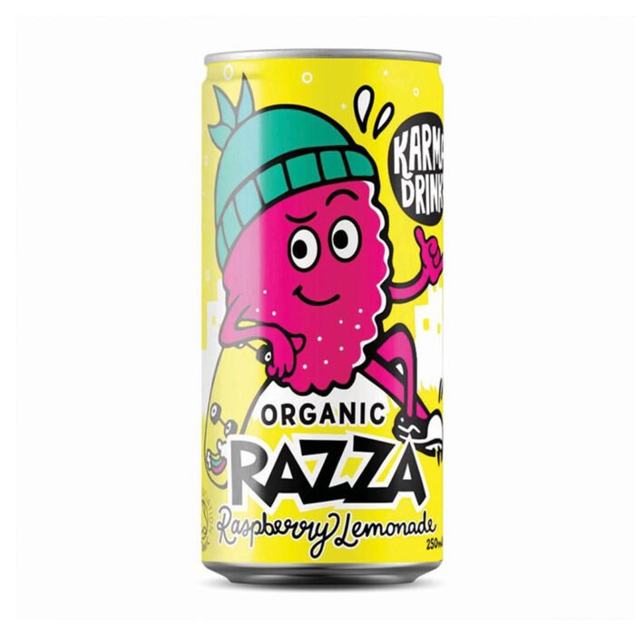 Karma Razza gets its delicious flavour from natural raspberry, organic lemons and Fairtrade organic cane sugar, it tastes good and does good too.